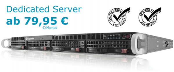 Abbildung eines Dedicated Server Angebot von VC Server Network OHG mit Preisangabe ab 79,95 € pro Monat