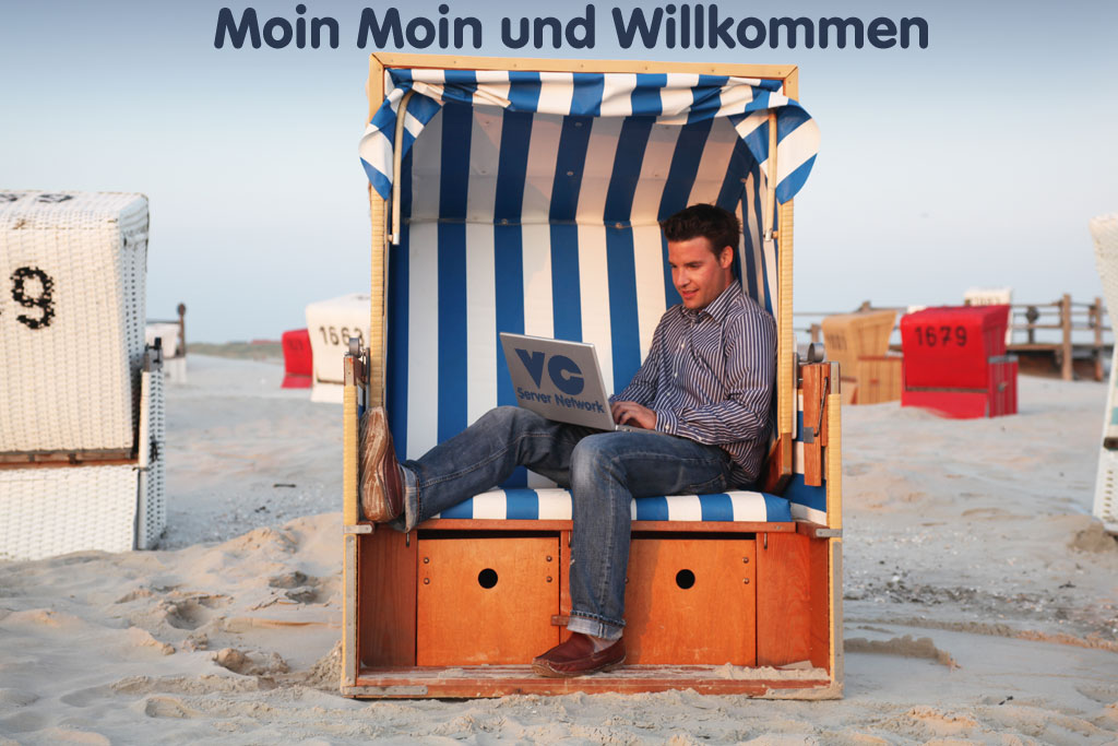 Bild zeigt eine Willkommen Botschaft in einem Strandkorb am Strand