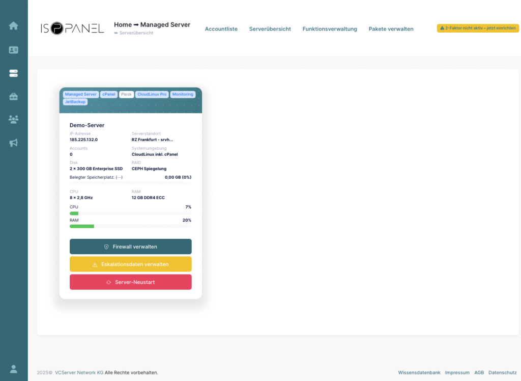 ISPPanel Serverübersicht